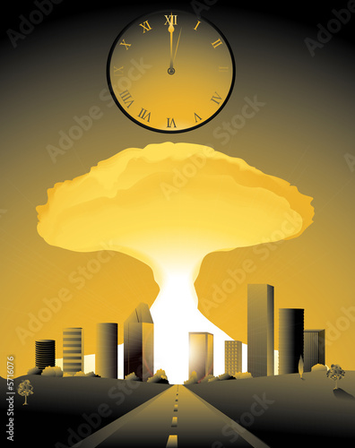 doomsday, with a nuclear bomb going off in a city 