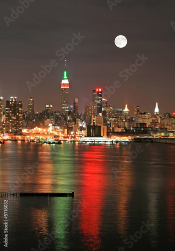 Manhattan Skyline at Christmas Eve, New York City photo