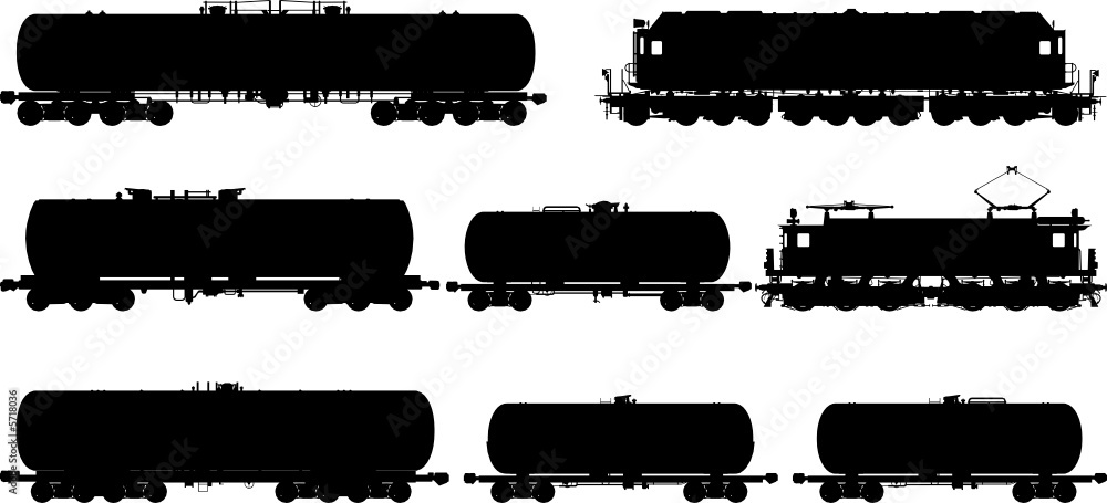 Railway silhouettes set