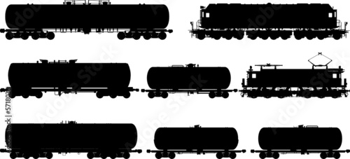 Railway silhouettes set