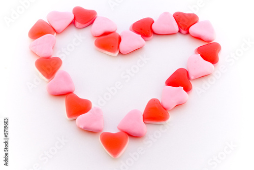 Heart shaped heart candys isolated on white