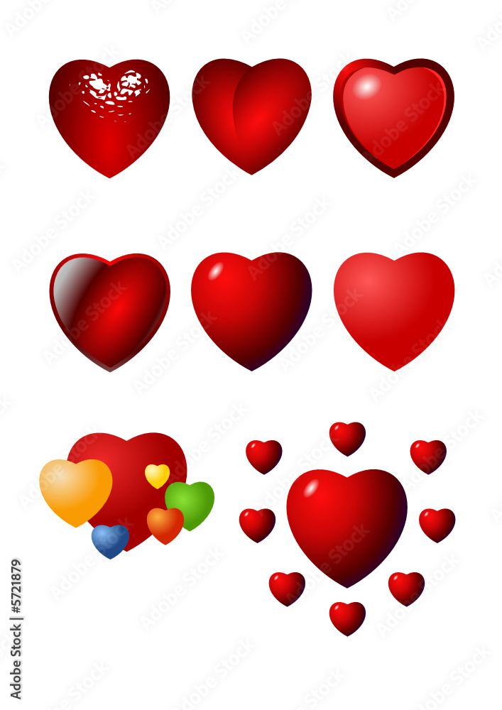 Valentine heart vector icon set