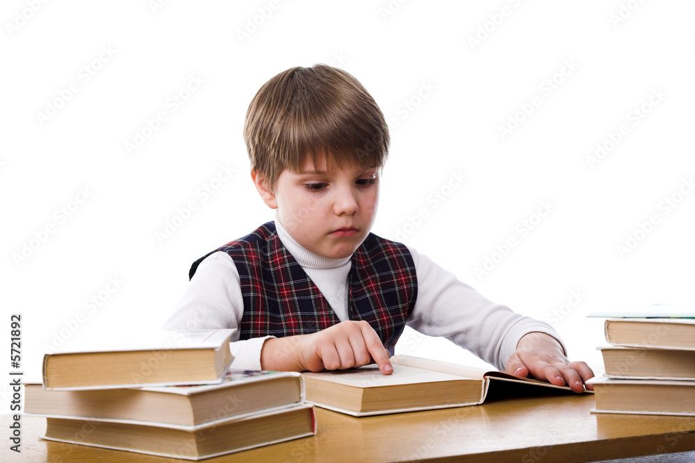 young boy with books isolated on white backgroung young boy with books isolated on white backgroung