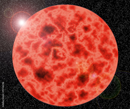 Mars and sun rising over the horizon