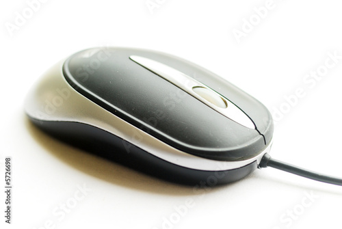 Close up grey computer mouse isolated on white