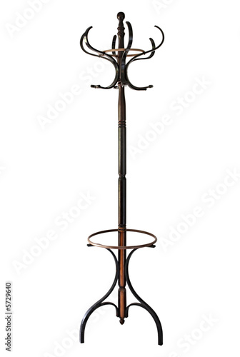 Vintage wooden coat rack or hall stand.  With clipping path.