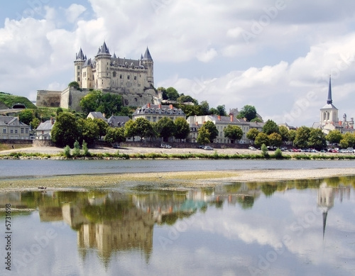 The chateau at saumur on the banks of the river loire. photo