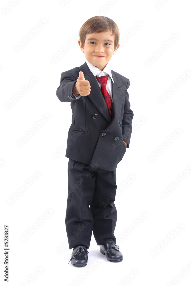 Young child businessman on white background . Young child businessman on white background .