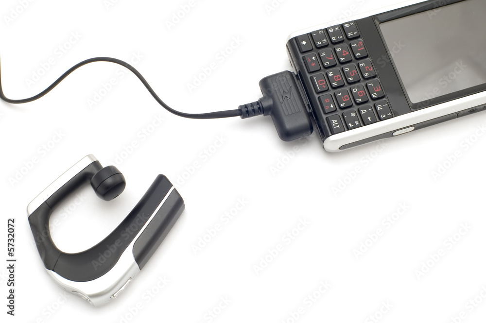 object on white - mobile phone with headphones object on white - mobile phone with headphones