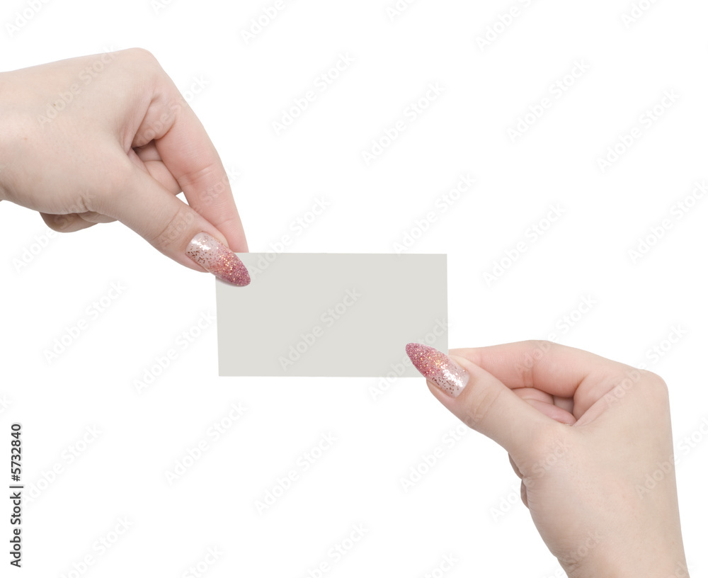 Fototapeta premium hands and business card isolated on a white background