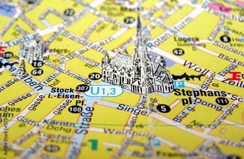 Canvas Print Map of Vienna, Austria