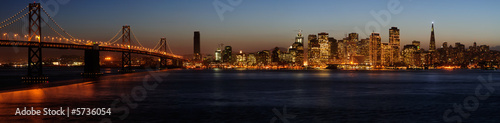 A stitched image of Bay Bridge and San Francisco downtown © Stas
