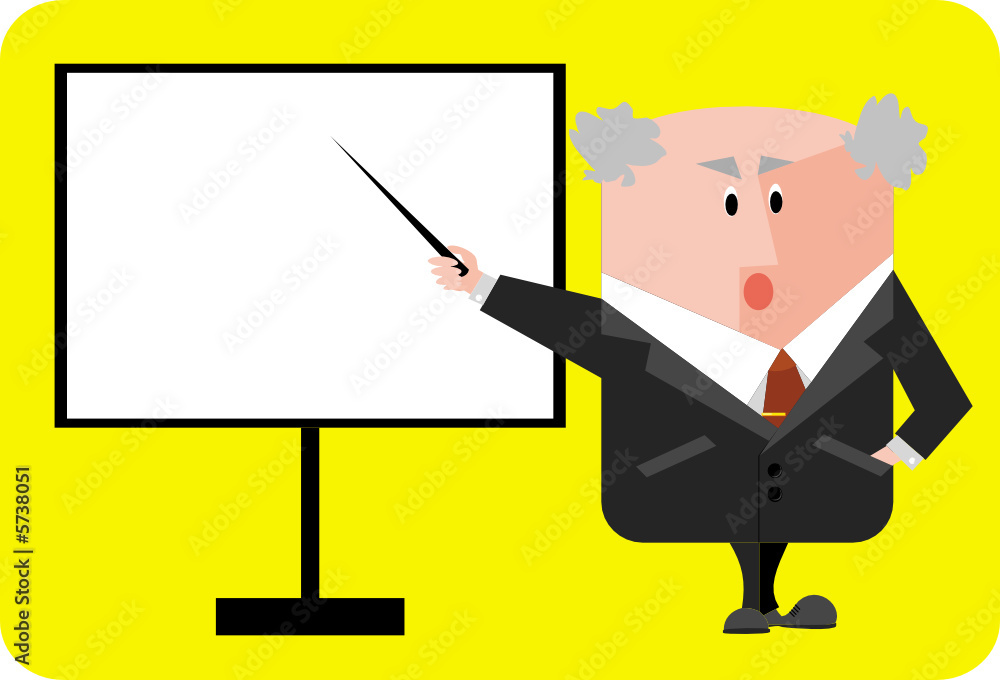elderly professor, specifying a blackboard