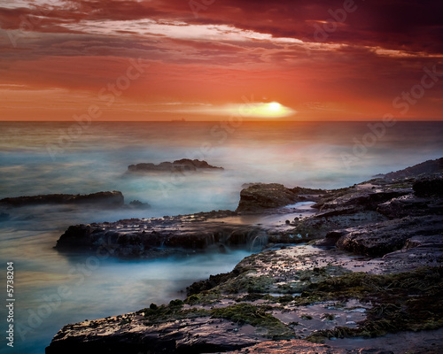 Sunrise on East Coast of Australia, with ship on the horizon
