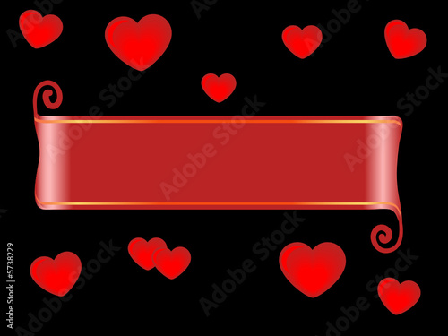 Red banner with hearts