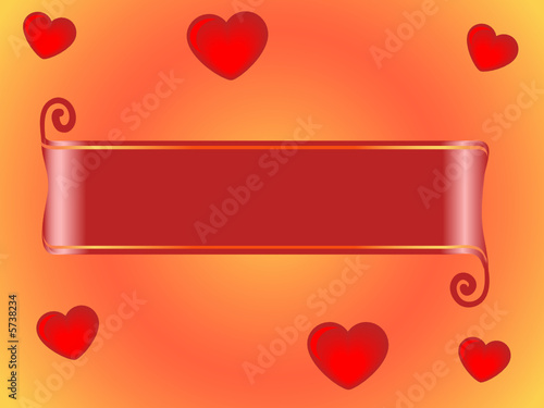 Red banner with hearts