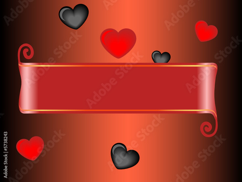 Red banner with hearts