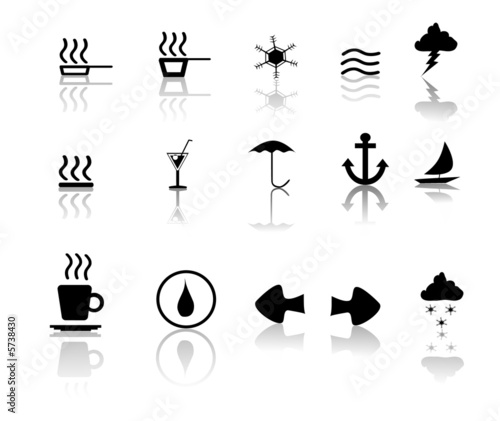 Black over White miscillaneous icon set