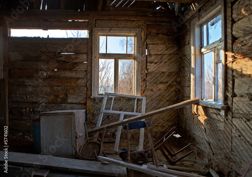 View on mess inside of old house..