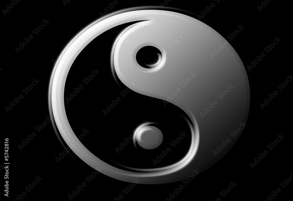 Ying Yang sign with greyscale on balck background Ying Yang sign with greyscale on balck background