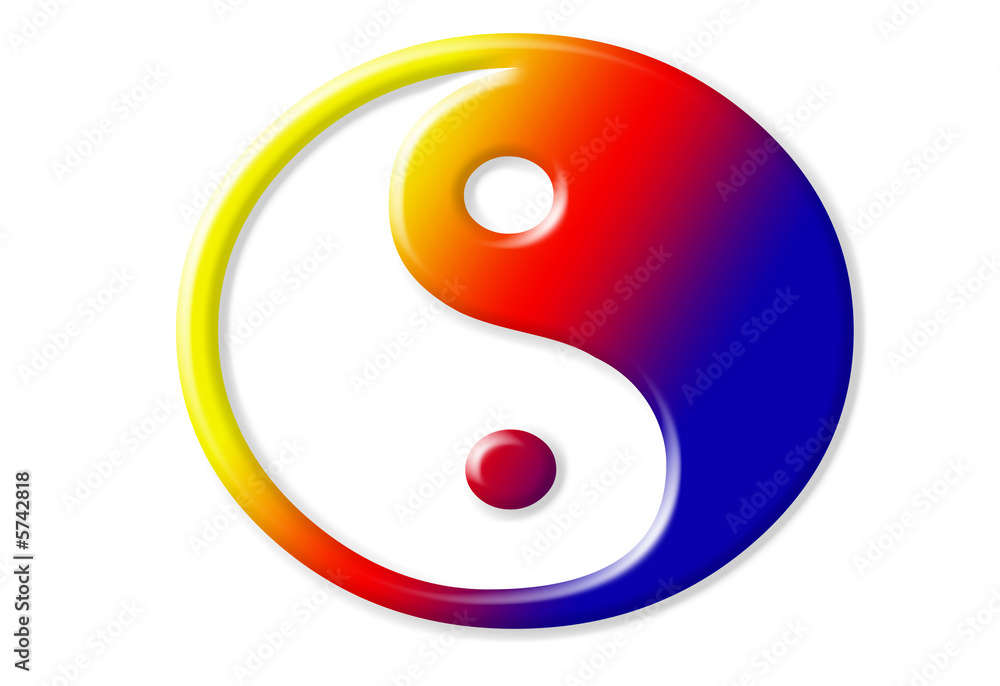 Ying Yang sign with colors isolated on white Ying Yang sign with colors isolated on white