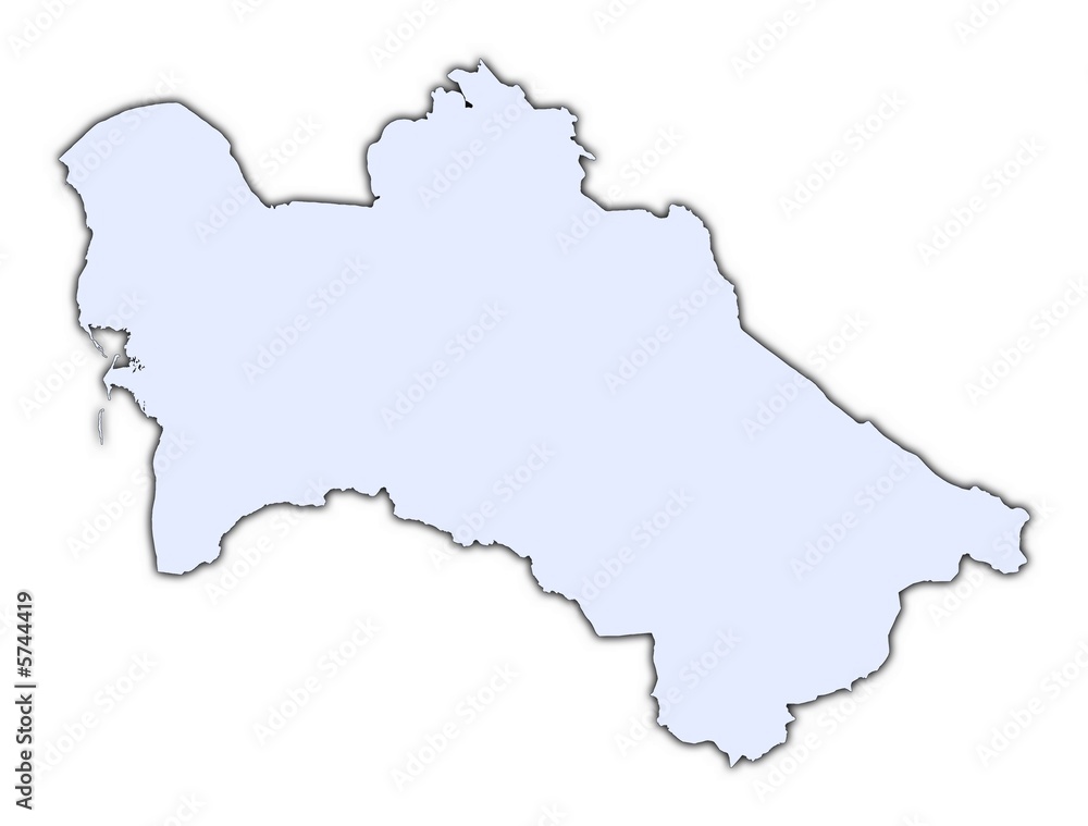 Turkmenistan light blue map with shadow