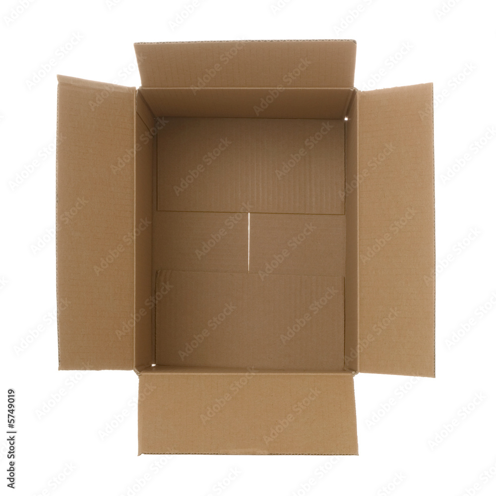 View down into a box Isolated on white. View down into a box Isolated on white.
