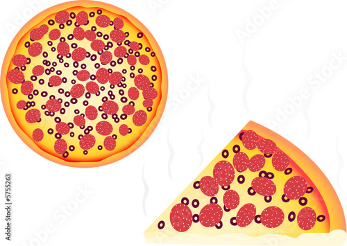 Vector illustration of fresh pizza