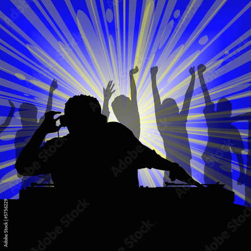 Disco DJ against blue