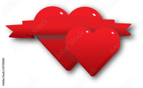 Red hearts and a ribbon