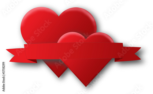 Red hearts and a ribbon
