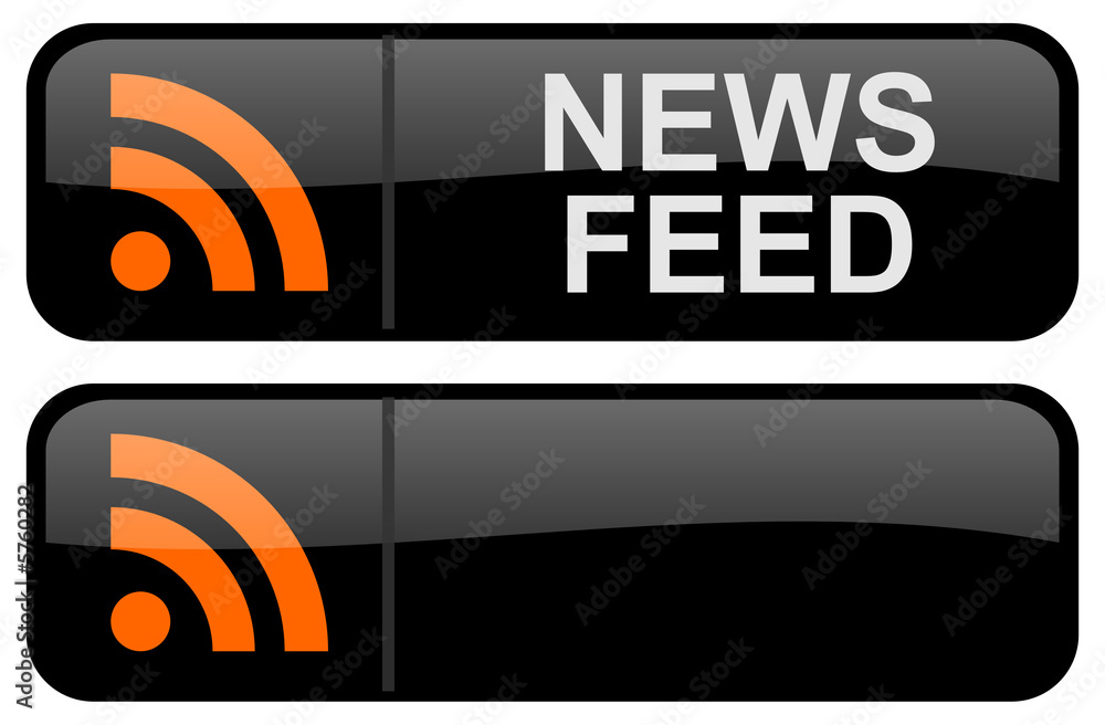 RSS News Feed Buttons in Black V2