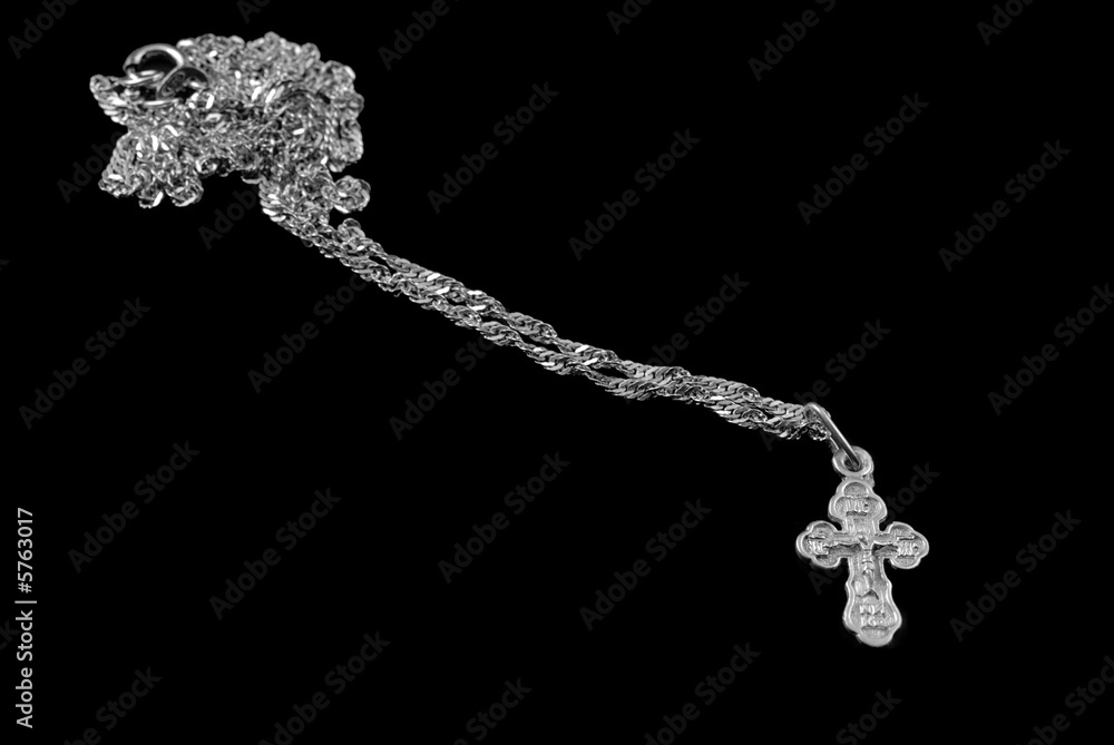 Silver chain with a dagger. The crucifixion Silver chain with a dagger. The crucifixion