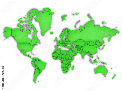 Carte Monde 3D Vert