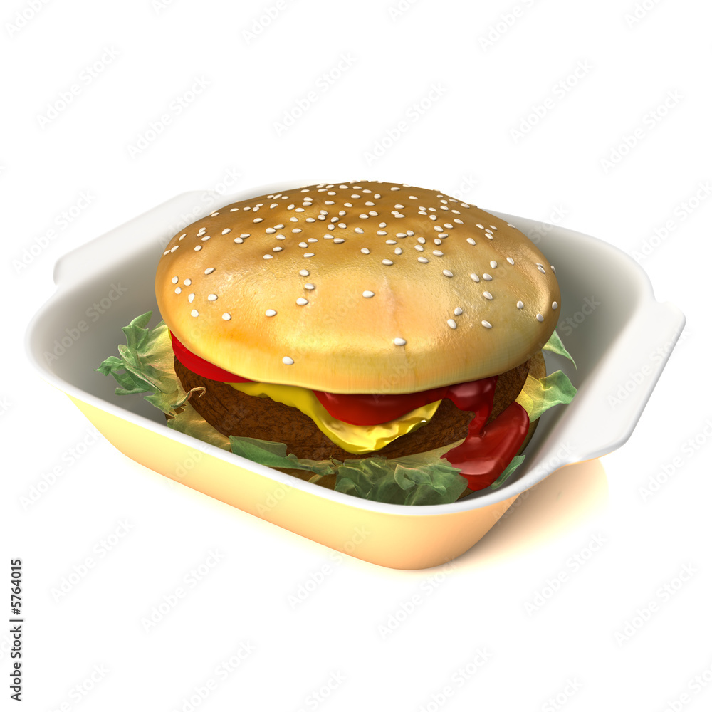 Hamburger 3D illustration on a white background. Hamburger 3D illustration on a white background.