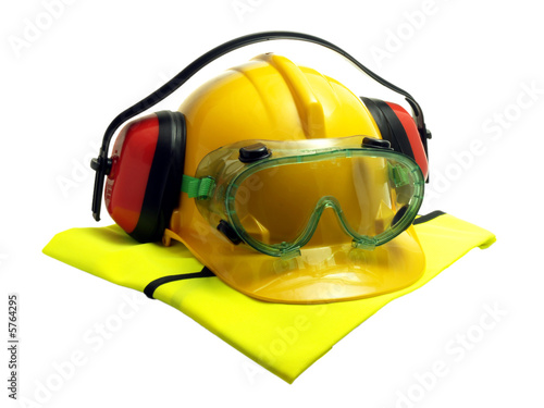 Various safety gear isolated on white