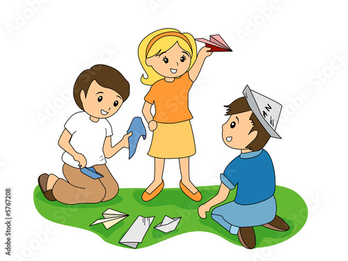 Children Playing with Paper