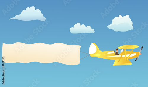 Biplane with blank banner