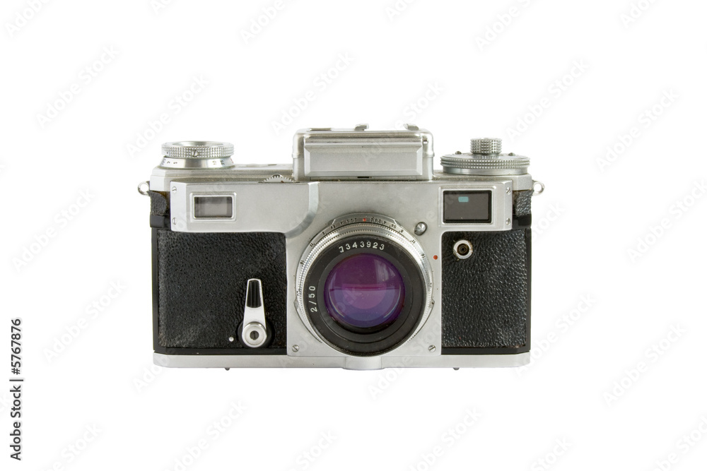 Old rangefinder camera isolated
