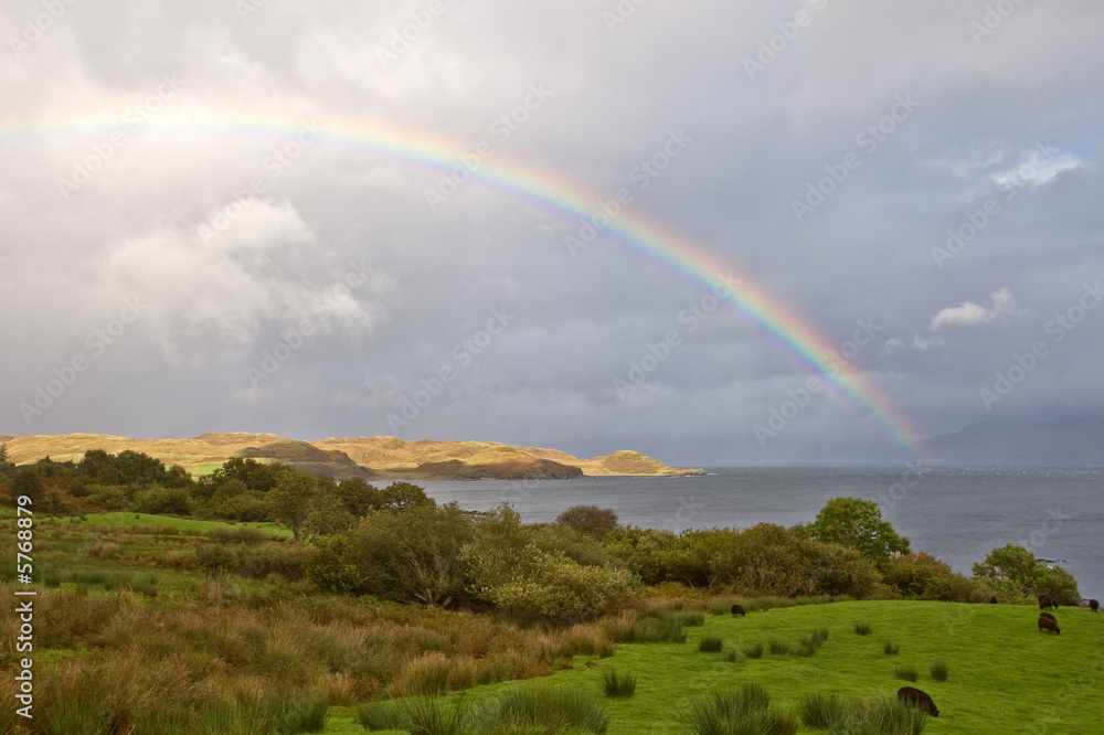 Rainbow above the lake, Isle of Skye, Scotland Rainbow above the lake, Isle of Skye, Scotland