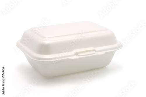 Styrofoam meal box isolated on white ground