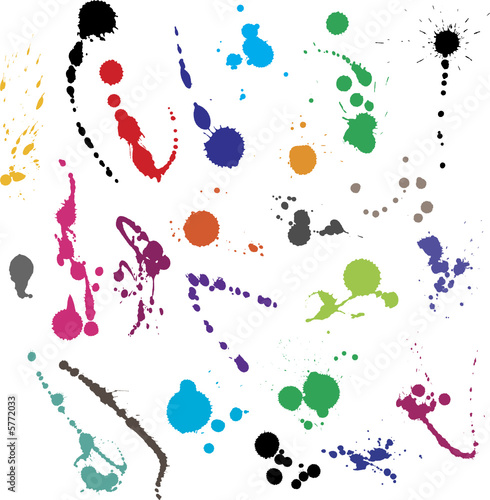 Collection of various ink splatter symbols vector illustrations