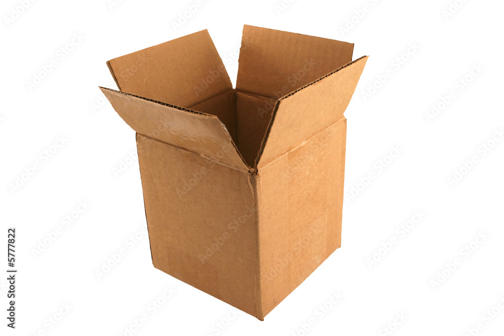 Isolated Empty open cardboard box