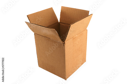 Isolated Empty open cardboard box