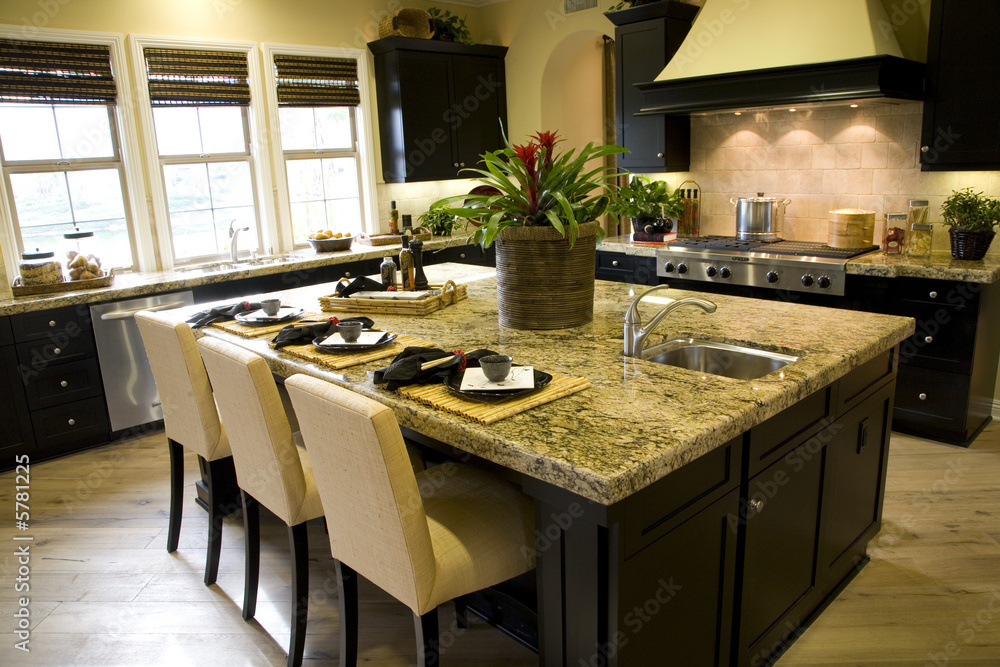 Luxury kitchen with modern island.