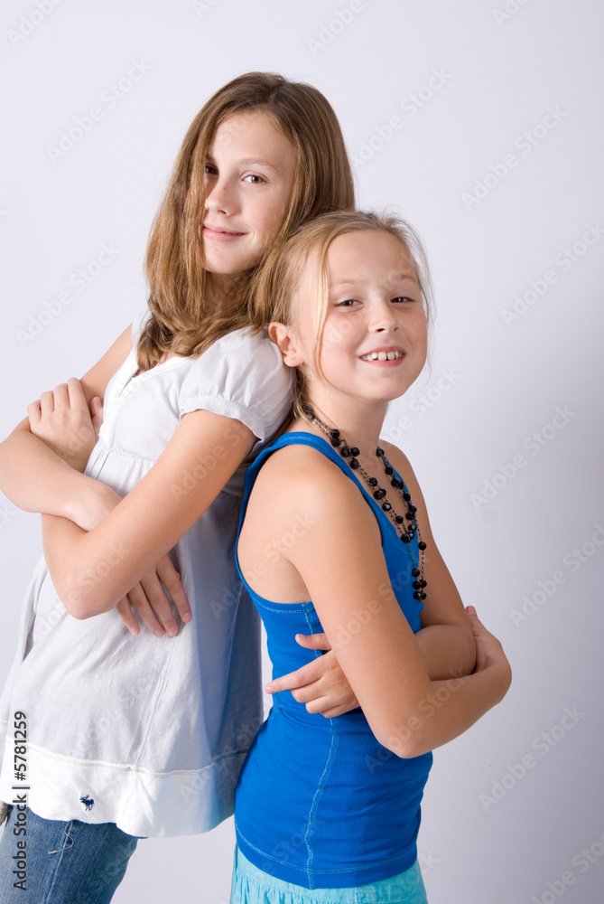portrait of two young  sisters