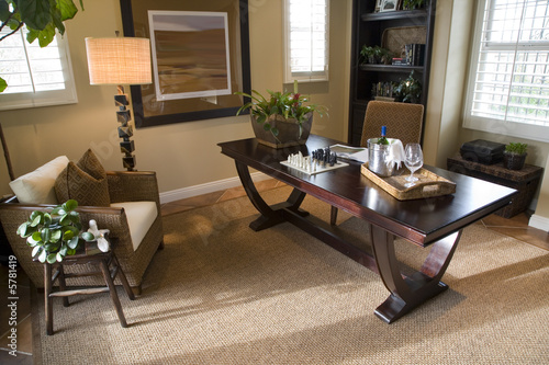 Luxury home office with modern decor.
