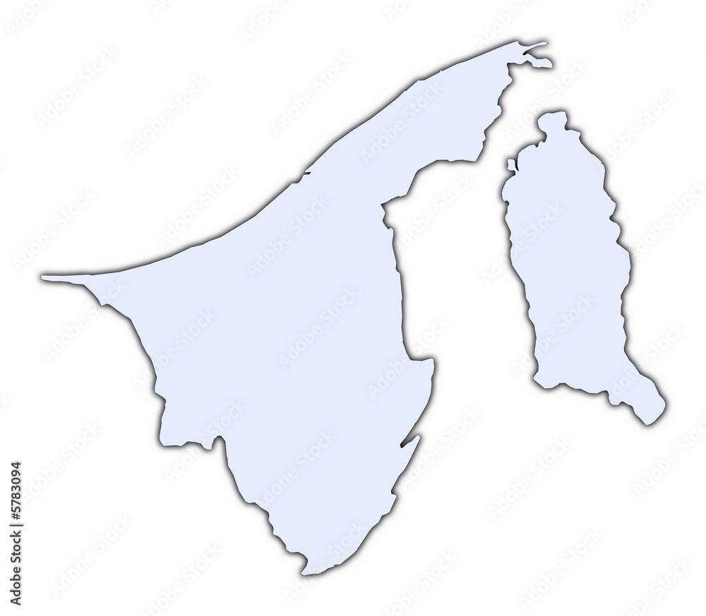 Brunei light blue map with shadow