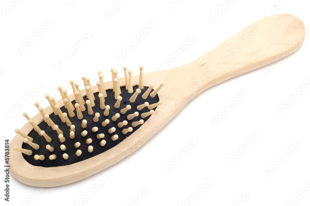 object on white - tool wood hairbrush object on white - tool wood hairbrush