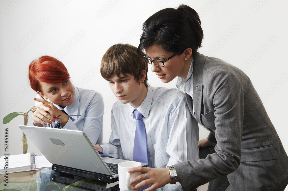 beautiful caucasian business women with young consultant beautiful caucasian business women with young consultant